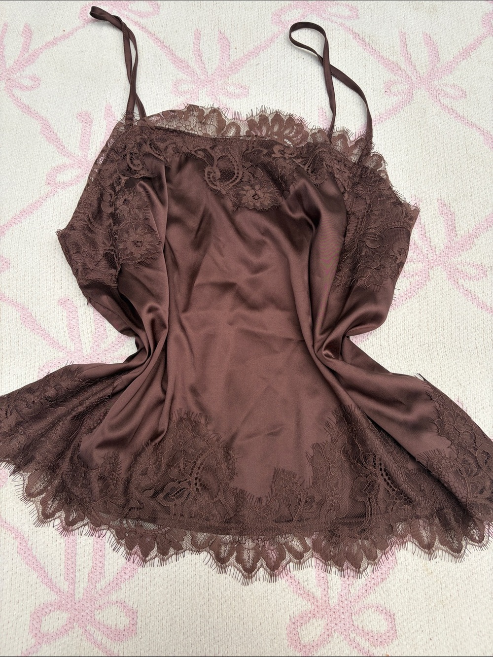Brown Silky Lace Top